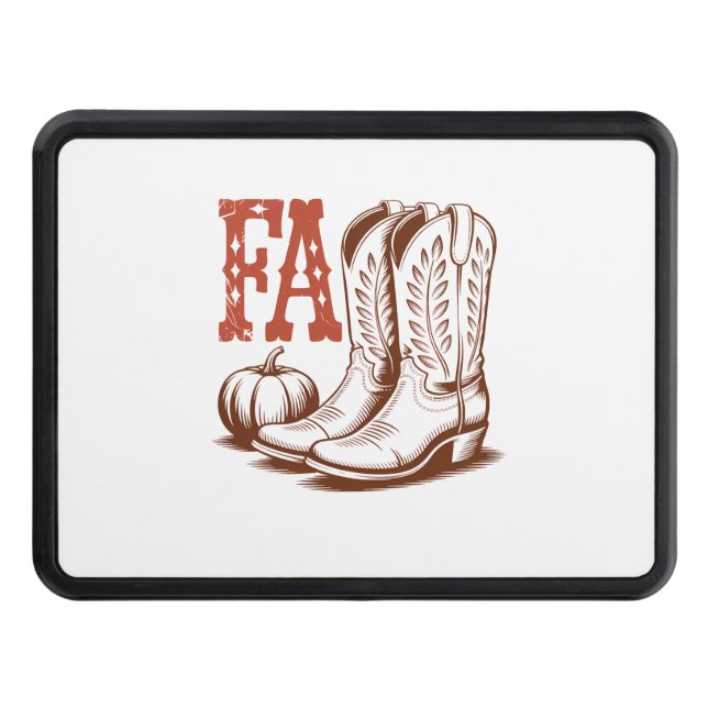 Fall Autumn Cowgirl Pumpkin Trailer Hitch Cover (Front)