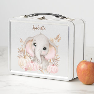 Fall Autumn Cute Elephant Metal Lunch Box
