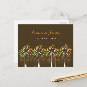Fall Autumn Dots Trees Modern Photo Love & Thanks Postcard