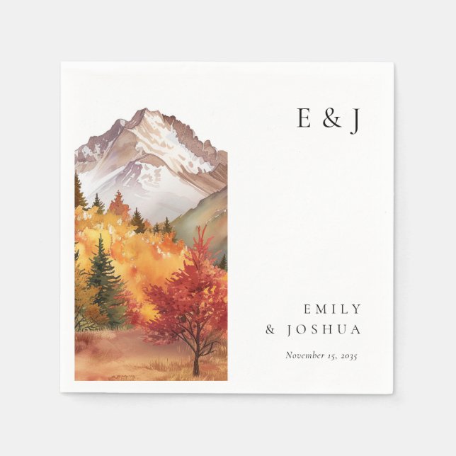 Fall Autumn Elegant Wedding Napkin (Front)