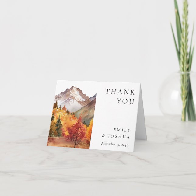 Fall Autumn Elegant Wedding Thank You Card (Front)
