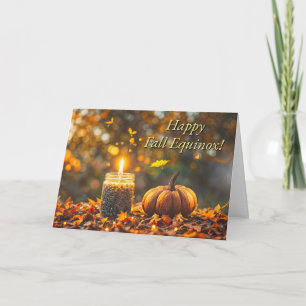 Fall Autumn Equinox with Mini Pumpkin Jar Candle  Card