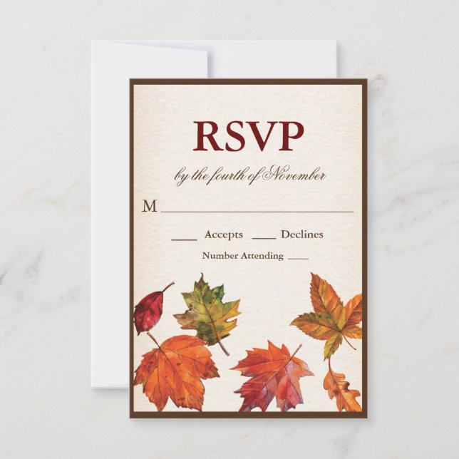 Fall Autumn Falling Leaves RSVP (Front)