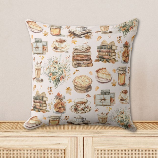 Fall Autumn Favourite Essential Aesthetic Pattern Throw Pillow (In situ)