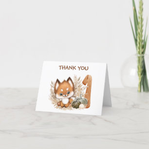 Fall Autumn First Birthday Boy Thank You Card