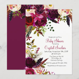 Fall Autumn Floral Baby Shower Invitation