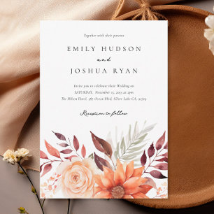 Fall Autumn Floral Boho Wedding Invitation