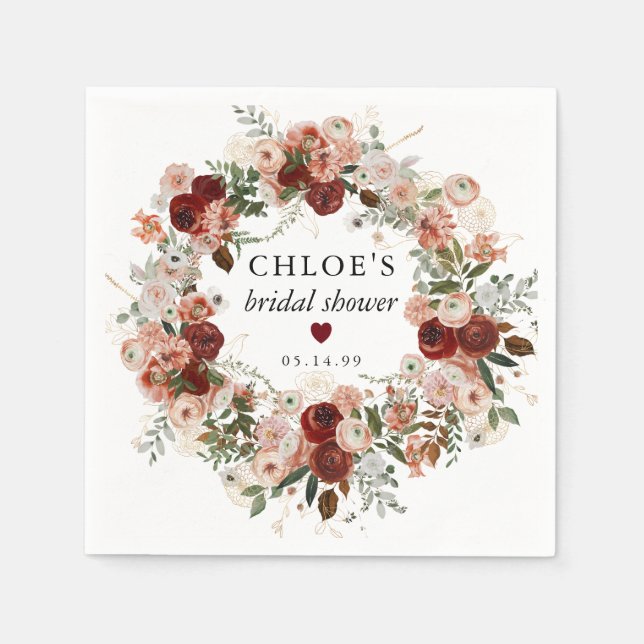Fall Autumn Floral Bridal Shower Napkins (Front)