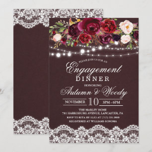 Fall Autumn Floral Engagement Dinner Invitation