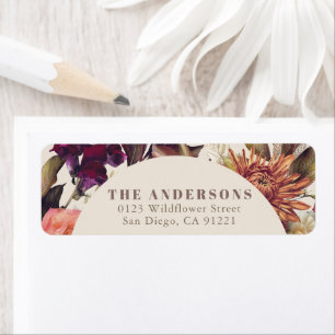 Fall/Autumn Floral Leaf Wreath Tan Return Address
