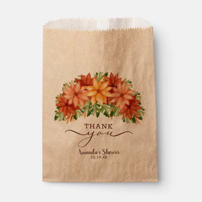 Fall Autumn Flowers Bridal Shower Favour Bag (Front)
