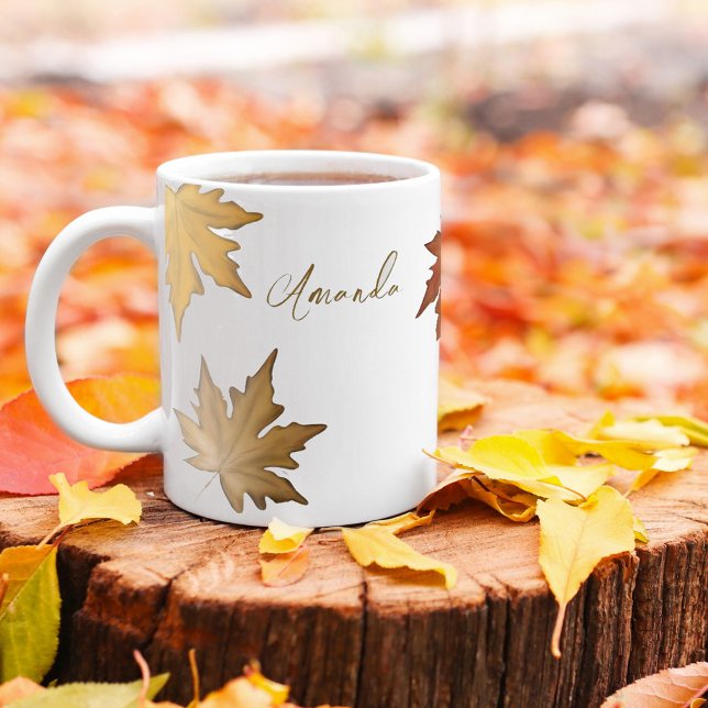Fall Autumn Foliage Fall Leaves Simple Greenery  Coffee Mug (Creator Uploaded)