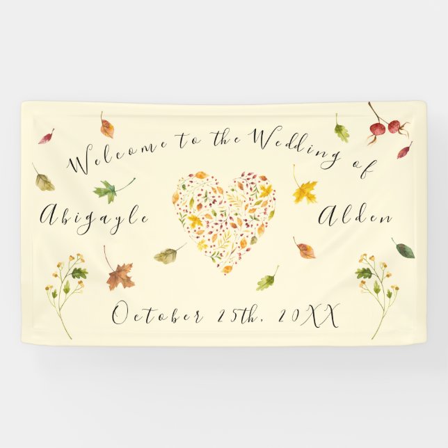 Fall Autumn Forest Rustic Wedding Banner (Horizontal)
