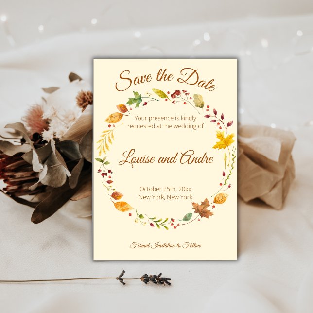 Fall Autumn Forest Rustic Wedding Save the Date Invitation (Autumn Wedding Save the Date)