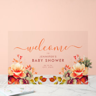 Fall Autumn GARDEN FLORAL Baby Shower Welcome  Acrylic Sign