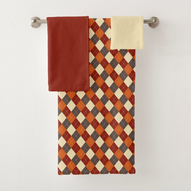 Fall/Autumn Gingham pattern  Bath Towel Set (Insitu)