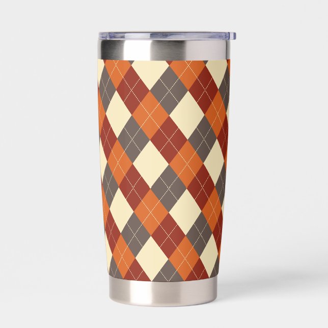Fall/Autumn Gingham pattern  Insulated Tumbler (Left)