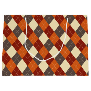 Fall/Autumn Gingham pattern Large Gift Bag