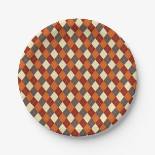 Fall/Autumn Gingham pattern  Paper Plate
