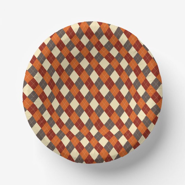 Fall/Autumn Gingham pattern  Paper Plate (Front)