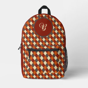 Fall/Autumn Gingham pattern  Printed Backpack