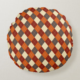 Fall/Autumn Gingham pattern Round Pillow