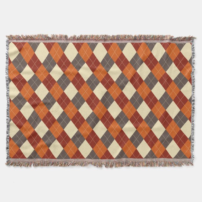 Fall/Autumn Gingham pattern  Throw Blanket (Front)