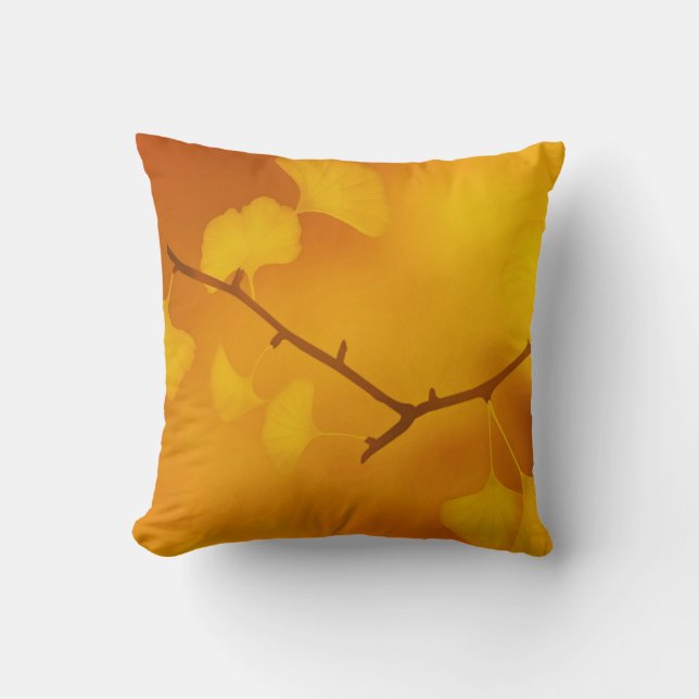 Fall/Autumn Ginkgo/Gingko Maidenhair Leaves  Throw Pillow (Front)