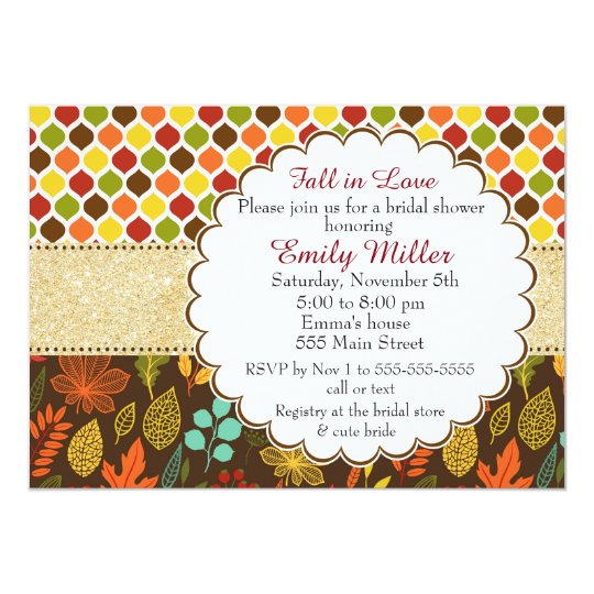 Fall Autumn Glitter Bridal Shower Invitation