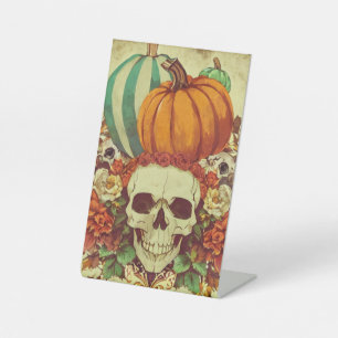 Fall/Autumn/Halloween/pumpkin/skeleton  Pedestal Sign