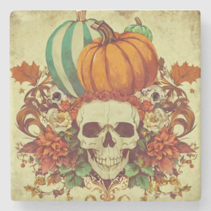 Fall/Autumn/Halloween/pumpkin/skeleton  Stone Coaster