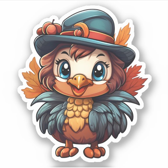 Fall Autumn Happy Thanksgiving Cute Turkey (Front)