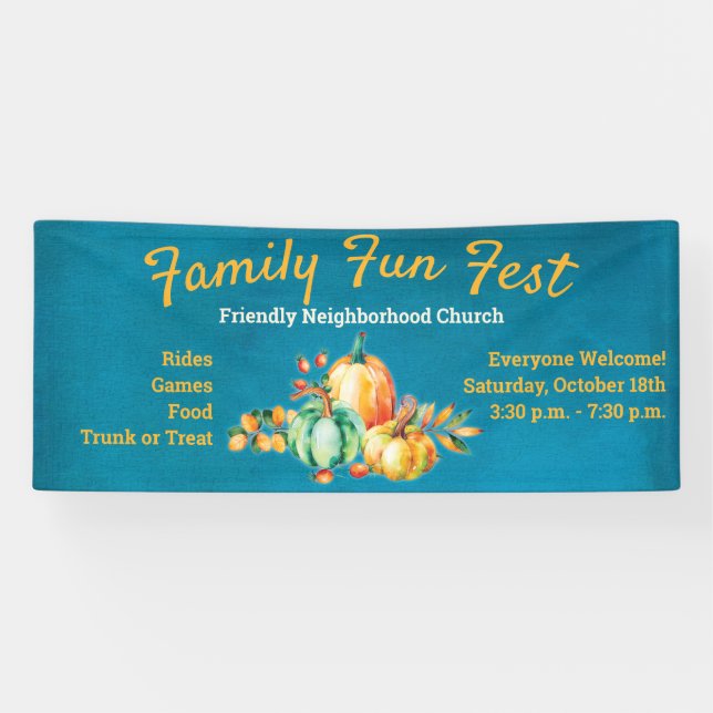 Fall Autumn Harvest Family Fun Festival Banner (Horizontal)