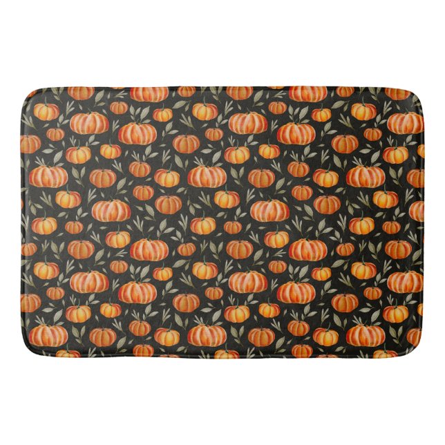 Fall Autumn Harvest Thanksgiving Pumpkin Spice Bath Mat (Front)