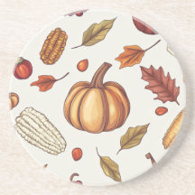 Fall Autumn Harvest Thanksgiving Sandstone Coaster