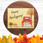 Fall Autumn Harvest Truck Happy Thanksgiving Postcard<br><div class="desc">Wish your family and friends,  students or customers a Happy Thanksgiving. Fun fall autumn harvest theme with vintage truck,  harvest pumpkins autumn tree and leaves. Design on both side of card. Festive greeting for the Thanksgiving holiday.</div>