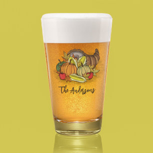 Fall Autumn Holiday Family Name Custom Glass