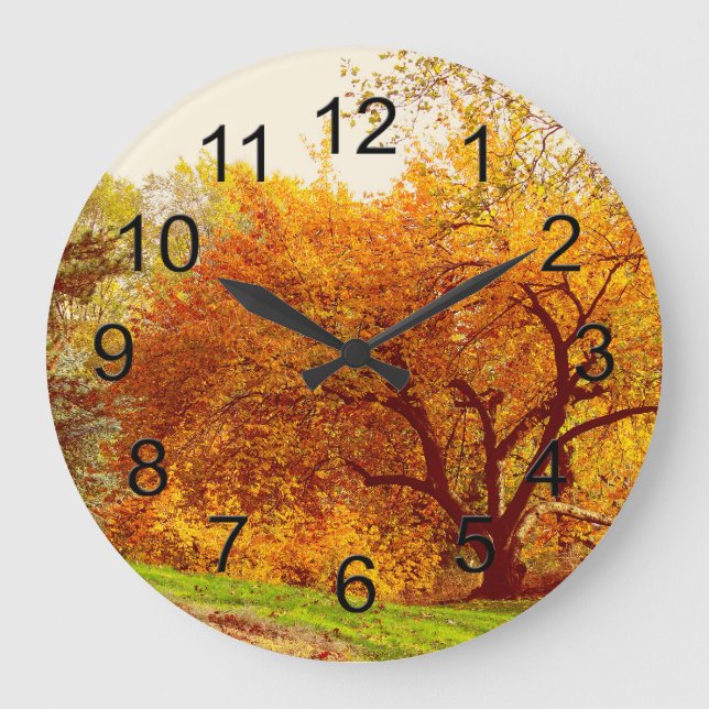 Fall Autumn Landscape Photo of Central Park Large Clock (Front)