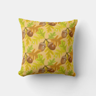 Fall Autumn Leaves Acorn Throw Pillow