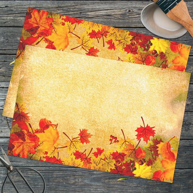 Fall Autumn Leaves Border on Parchment Tissue Paper (Creator Uploaded)