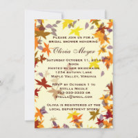 Fall Autumn Leaves Bridal Shower Invitation