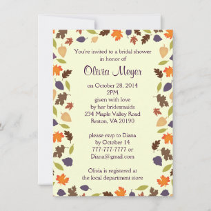 Fall Autumn Leaves Bridal Shower Invitation