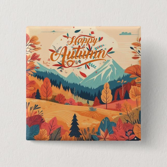 Fall/Autumn/leaves/colourful 2 Inch Square Button (Front)