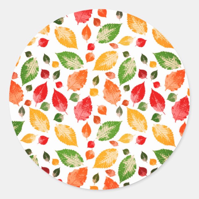Fall Autumn Leaves Colourful Rustic Classic Round Sticker (Front)