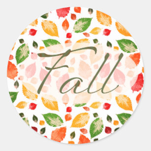 Fall Autumn Leaves Colourful Rustic Classic Round Sticker