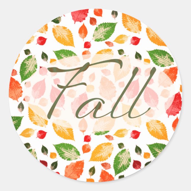Fall Autumn Leaves Colourful Rustic Classic Round Sticker (Front)