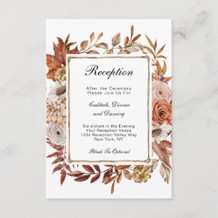 Fall Autumn Leaves Floral Formal Wedding Reception Enclosure Card
