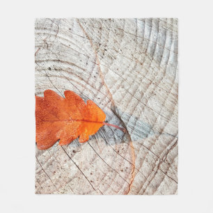 Fall autumn leaves oak leaf wood fleece blanket