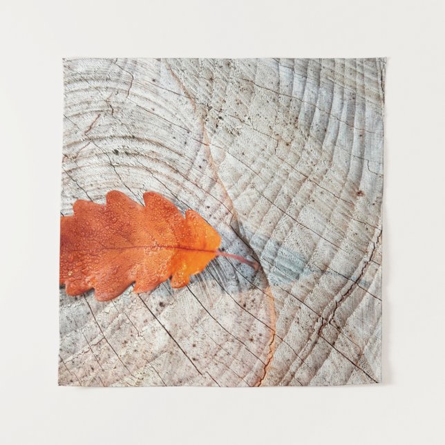 Fall autumn leaves oak leaf wood tapestry (Front)