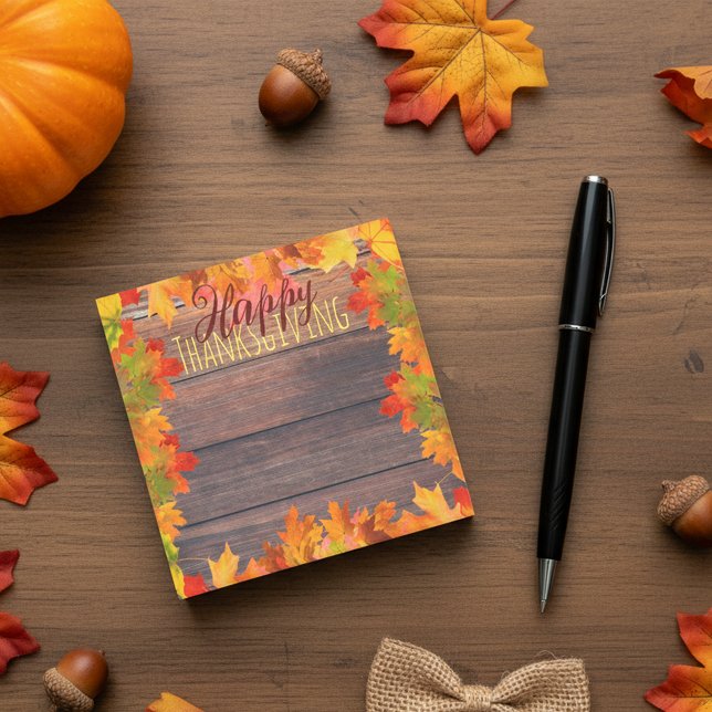 Fall Autumn Leaves On Barn Wood Happy Thanksgiving Post-it Notes (Creator Uploaded)